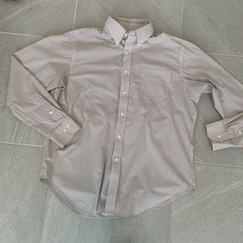 Lauren Ralph Lauren Gingham Dress Shirt 100% Cotton Size 16.5 Neck